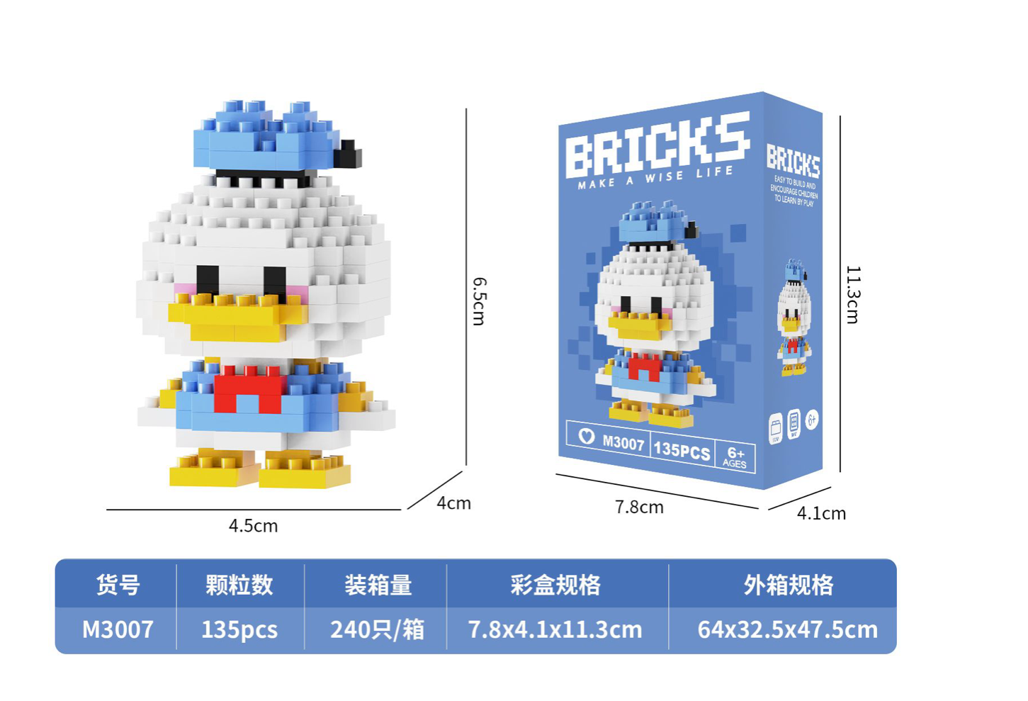 Donald Duck Micro Building Blocks Set – 135 Pieces