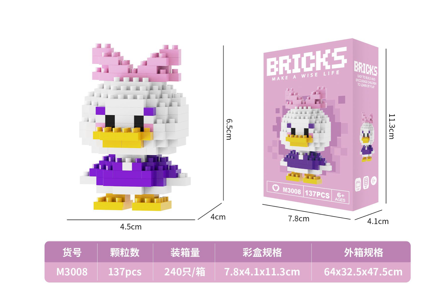 Daisy Duck Micro Building Blocks Set – 137 Pieces