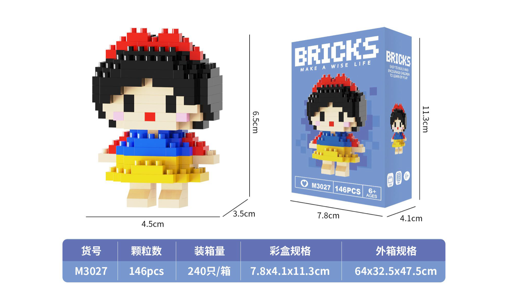 Snow White Micro Building Blocks Set – 146 Pieces