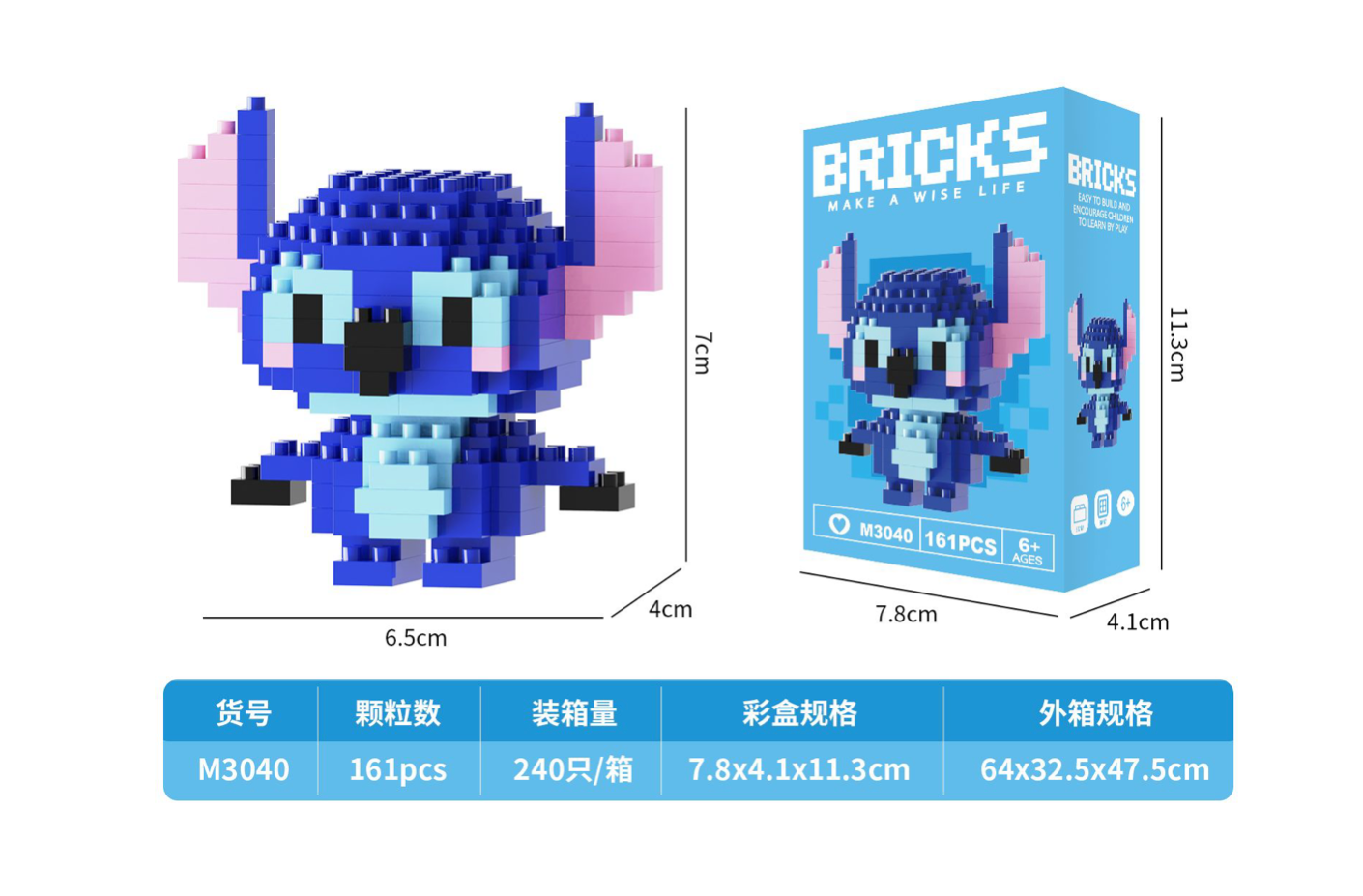 Stitch Micro Building Blocks Set – 161 Pieces