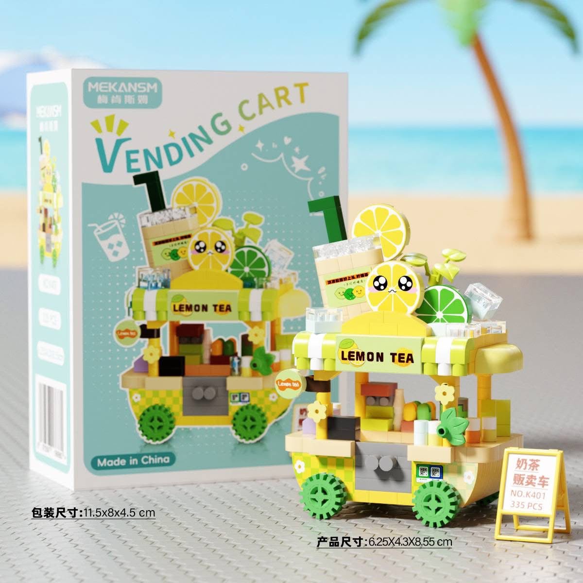Lemon Tea Vending Cart Micro Blocks – Refreshing Summer Scene DIY